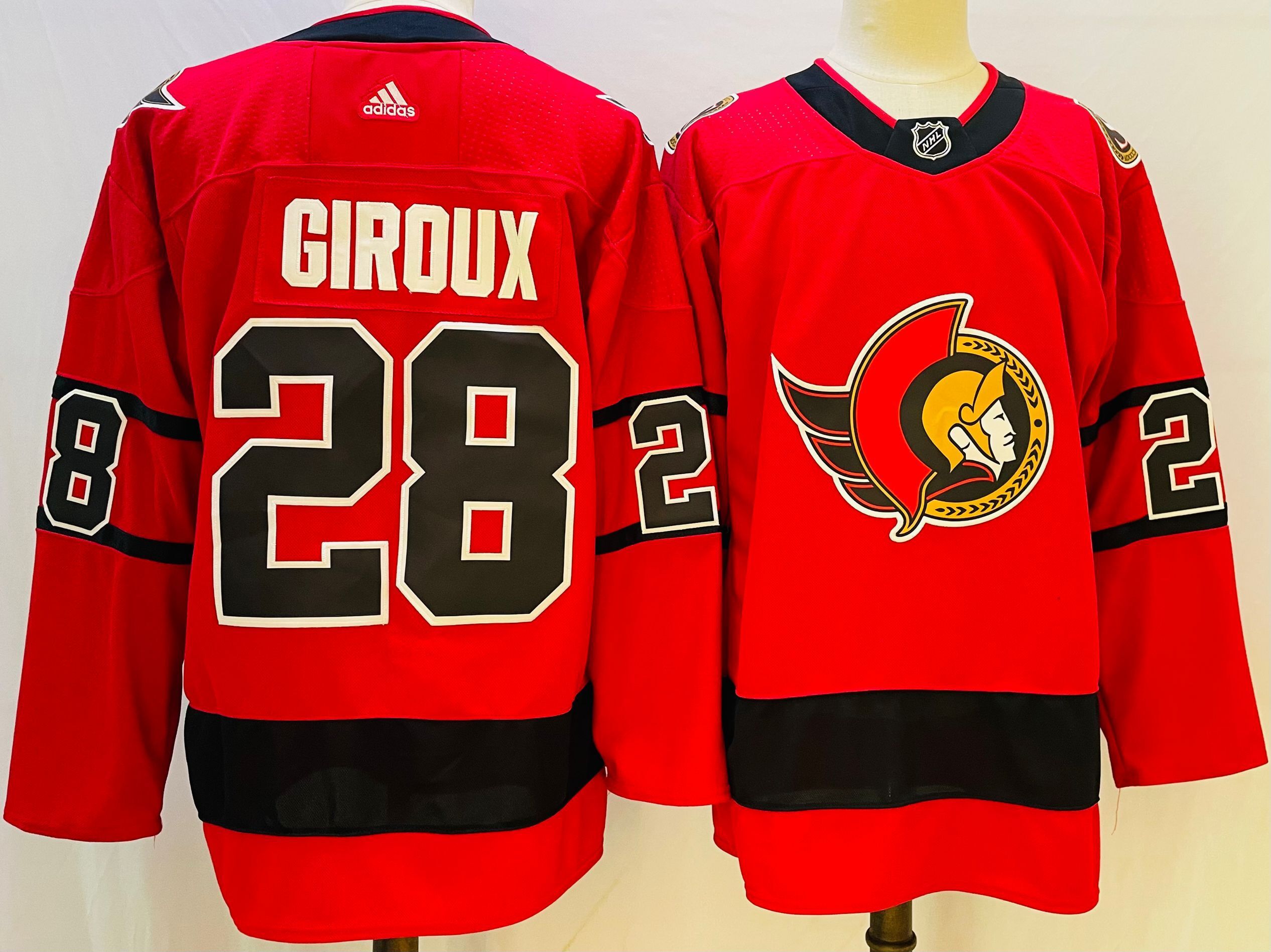 Men Ottawa Senators 28 Giroux Red Throwback 2022 Adidas NHL Jersey